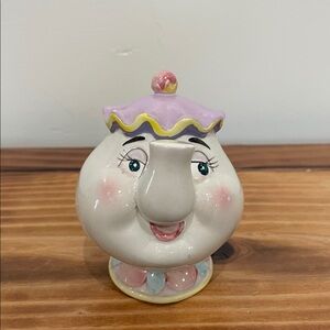 VTG Disney Taiwan Beauty & the Beast ~ Mrs. Potts Teapot Figurine Porcelain 3.5"